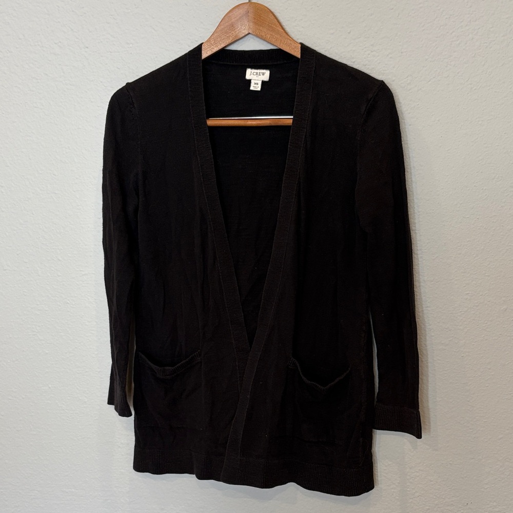 JCrew Classic Long Black Cardigan